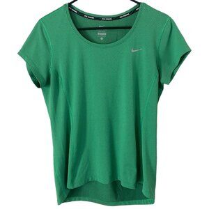 Nike Dri-Fit Contour Running Shirt Green Women's Large Short-Sleeve Activewear
